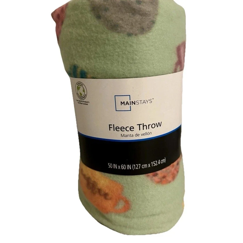 Mainstays Coffee Cup Fleece Throw Blanket - New - 50